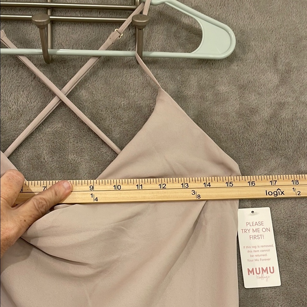 Show Me Your MuMu Tan/Cream Strappy‎ Backless Sundress Knee Length Women's sz M - Picture 7 of 11